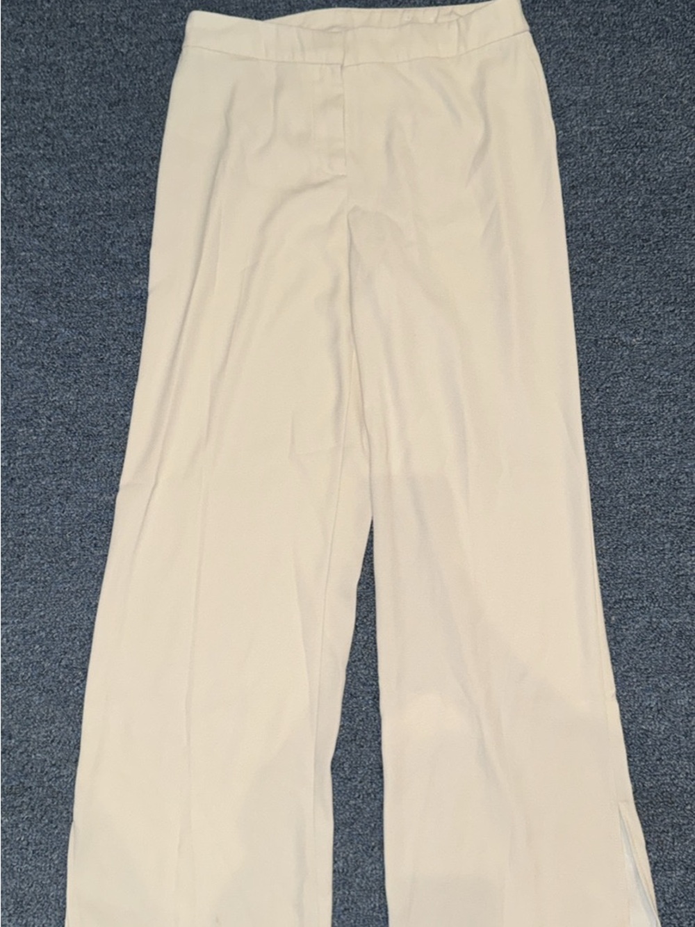 Cream Wide-Leg Women's Dress Pants